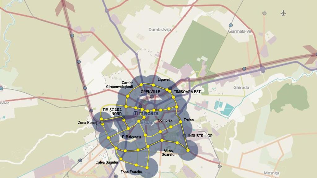 Detaliu intravilan Timișoara SISTEMUL TRAMVAI URBAN (parte a TTT) rețea secundară existentă și propunere extindere (dublare Bdul Bogdăneștilor 1,8 km, str Divizia 9
