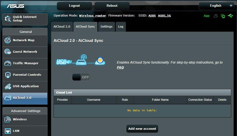 3.6.3 AiCloud Sync Pentru utilizarea caracteristicii AiCloud Sync: 1. Lansaţi AiCloud, faceţi clic pe AiCloud Sync > Go (Salt). 2. Selectaţi ON (Activat) pentru a activa caracteristica AiCloud Sync.