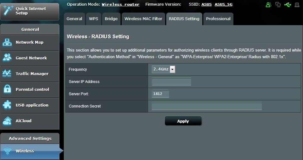 4.1.4 Setarea RADIUS Setarea RADIUS (Remote Authentication Dial In User Service - serviciu de autentificare la distanţă a utilizatorilor, prin apelare) oferă un strat suplimentar de siguranţă atunci