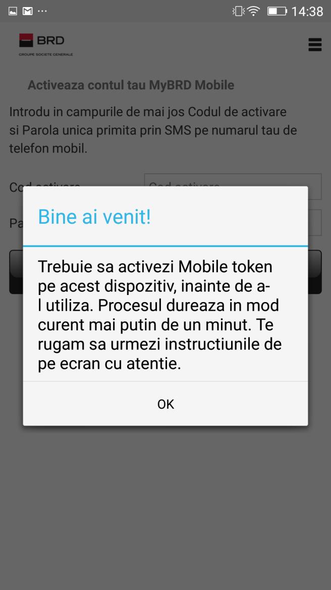 PASUL 3 Acceseaza MyBRD Mobile Token Din pagina de start, selecteaza