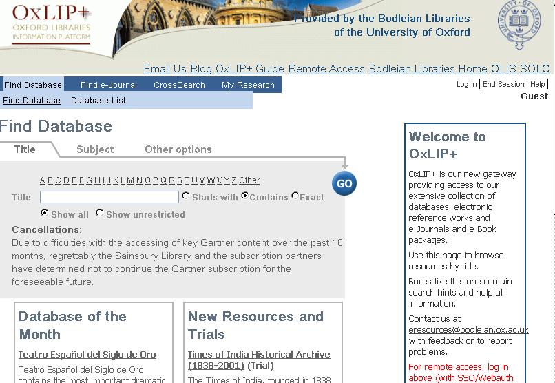 OxLip+ Oxford Library Information Platform