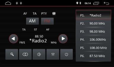 Radio Atingeți pictograma radio de pe interfața principală pentru a intra în modul radio. De asemenea, puteți atinge pictograma radio de pe pagina de aplicație. 3 4 5 6 7 1.