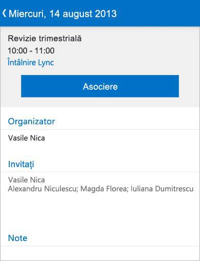 Pentru informații despre instalarea și conectarea la aceste aplicații pentru prima dată, consultați ghidul de pornire rapidă Configurarea Office 365 pe telefonul Android: Lync 2013 OneNote Office