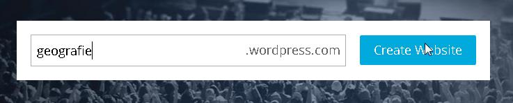 Pentru a crea un blog în WordPress este nevoie de înscrierea unui cont pe site-ul www.wordpress.com. Acest lucru se realizeaz prin alegerea unui nume al blogului pe pagina de start www.wordpress.com s, i ap sarea butonului Create Website.
