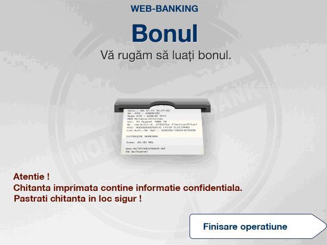 autentificare: Pe bonul imprimat veţi găsi numele de utilizator şi parola sistemului MICB Web Banking. 3. Autentificarea în sistem 3.1.