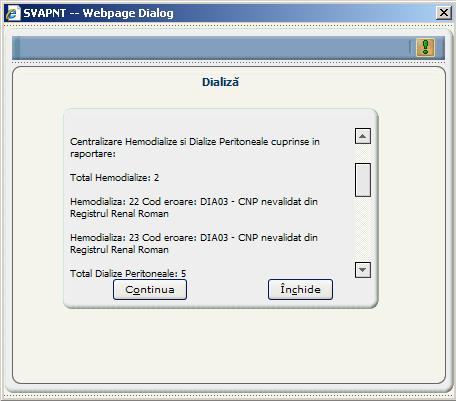Figura 3-8 Fereastră confirmare procesare fişier de raportare Butoane disponibile: Da şi Nu. Implicit este selectat Da.