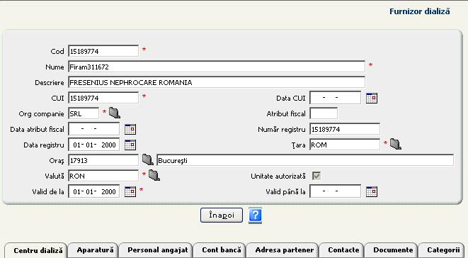 1 Listă furnizori de dializă Butoane disponibile: Persoanlizare desktop şi Vizualizare. 2.