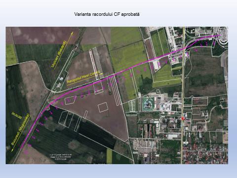 Modernizarea liniei de cale ferată București Nord - Aeroport Internațional Henri Coandă București Faza I: Racord CF la terminalul T1, Aeroport Internațional Henri Coandă Bucuresti Această variantă se