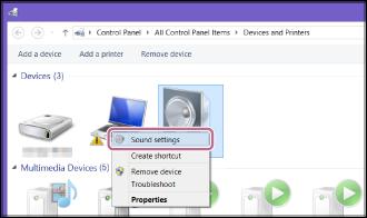 1. Faceți clic dreapta pe [] în [Devices] și selectați [Sound settings] din meniul care apare. 2.