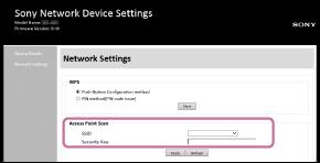 Selectați [_xxxxxx] din lista de rețele fără fir în care să puteți naviga de pe computer. 4 Se afișează ecranul [Sony Network Device Settings]. 1.