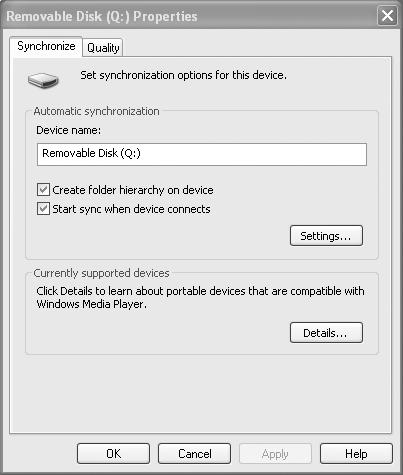 Utilizarea aplicaţiei Windows Media Player 5 Faceţi clic pe [ ] în colţul din dreapta, sus, pentru a seta opţiunile de sincronizare.