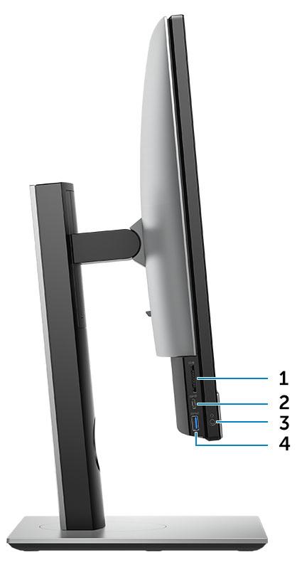 Vedere din partea stângă a carcasei 1 Cititor de carduri SD 2 Port USB 3.