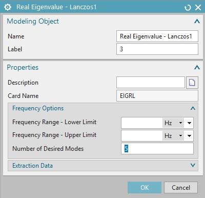 Se selectează Real Eigenvalue - Lanzos 1 din fereastra Modeling Object Manager, după care se apasă butonul Edit 3. Se introduce nr.