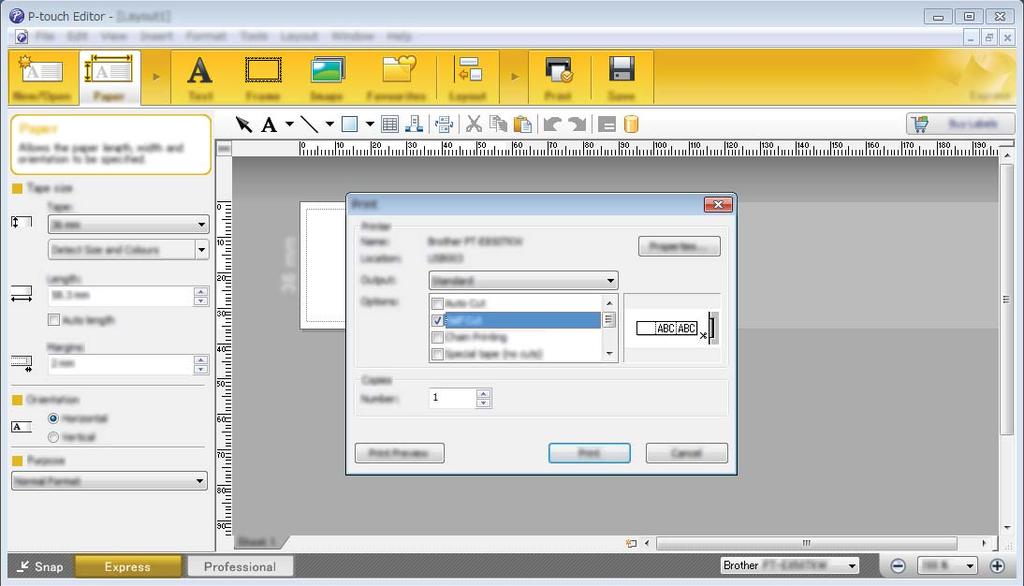 Cum să folosiţi P-touch Editor Imprimarea cu P-touch Editor 10 Modul Express 10 Acest mod vă permite crearea rapidă a unor formate care conţin text şi imagini.