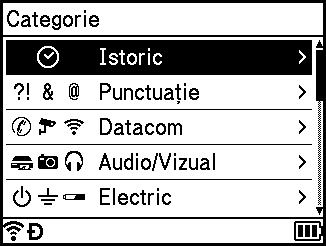 Imprimarea unei etichete folosind tastatura aparatului de etichetat P-touch c Selectaţi [Pornit] pentru a crea o categorie personală de simboluri folosind tasta sau şi apoi apăsaţi tasta OK sau Enter.