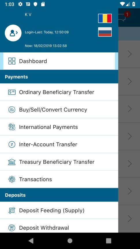 5 Plățile 5.1 Transfer Între Conturi Proprii Acest serviciu permite clienților Mobile App să transfere fonduri printre conturile disponibile în profilurile lor.