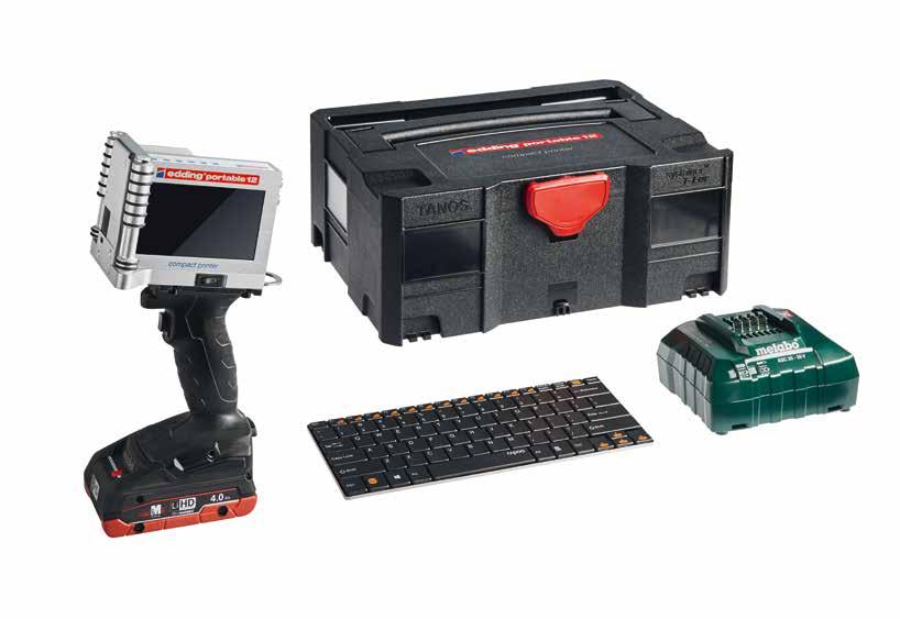 Set complet: în cutie de transport Specificații imprimanta edding portabilă Procesul de imprimare Tehnologie de imprimare TIJ cu rezoluție înaltă de până la 600 dpi.