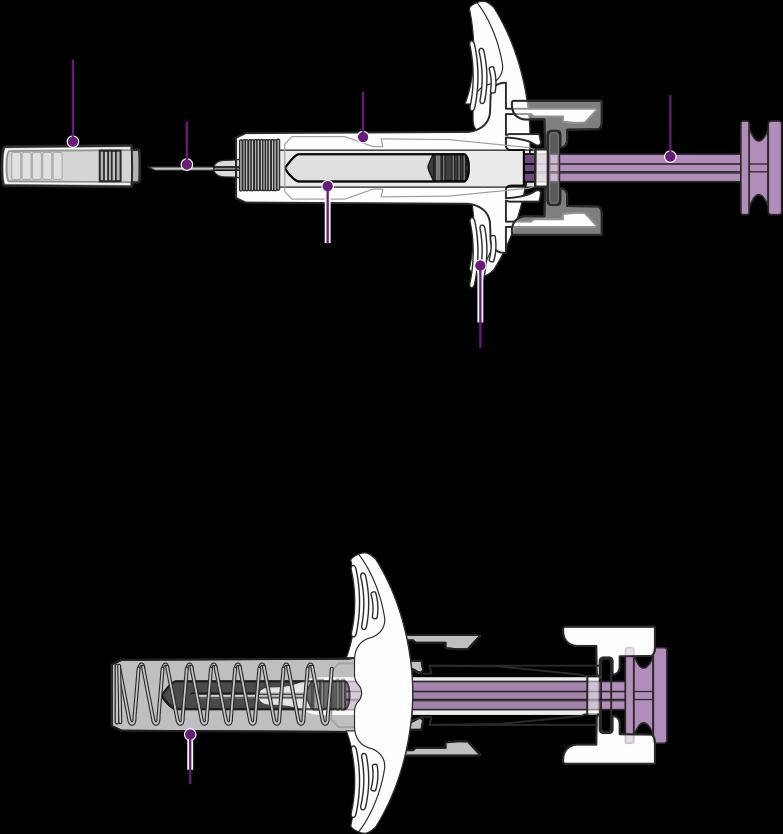 Părţile componente ale Benlysta seringă preumplută Înainte de utilizare Capacul acului Acul Corpul