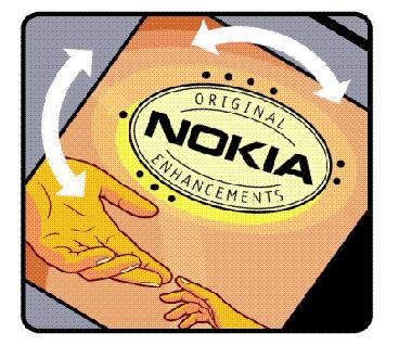 cu cele douã mâini care se împreuneazã, iar când priviþi dintr-un alt unghi, emblema Nokia Original