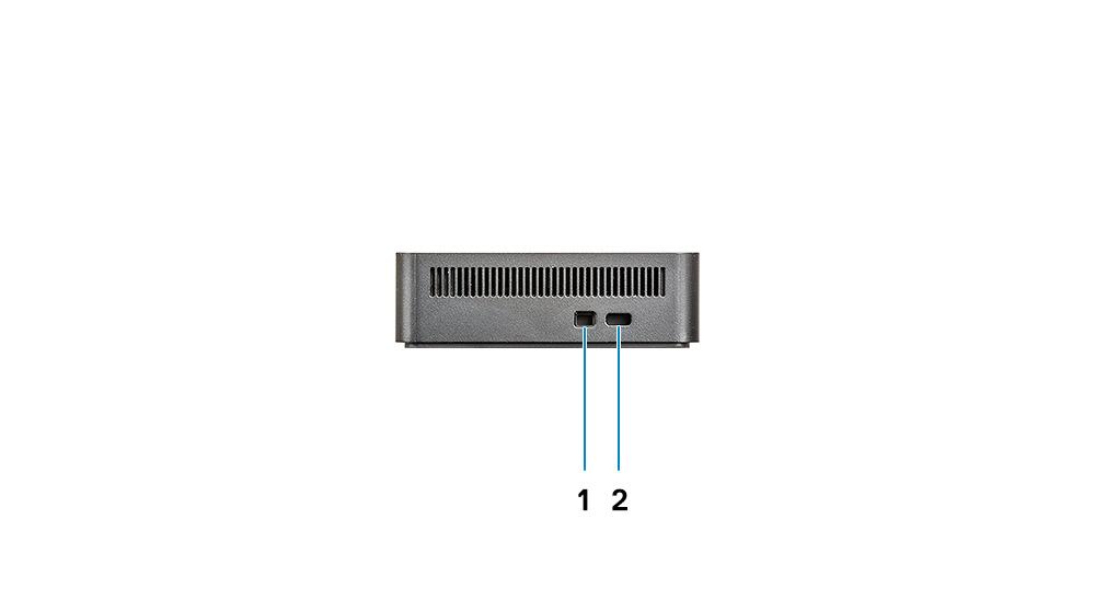 Figura 2. Vedere din față 1 Port USB 3.1 din prima/a doua generație Type-C 2 Port USB 3.