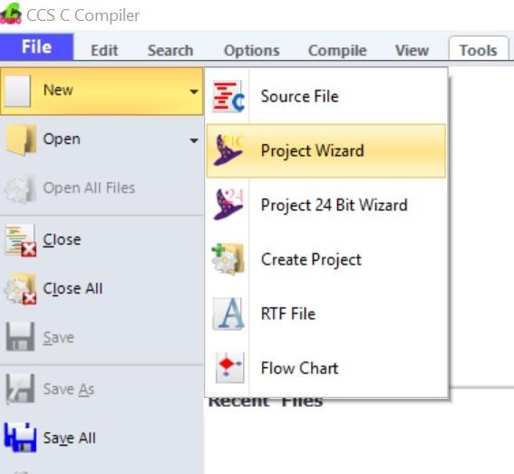 Deschideti CCSC si selectati File/New/Project Wizard, ca