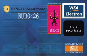 Cardul bancar de reduceri Euro<26 CARD CO-BRANDED EURO<26 - VISA asociatiile member EYCA emit, in majoritatea tarilor, un card bancar pentru tineri in regim co-brand.