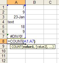 Figura 2.20. Exemplu SUMIF. COUNT numără celulele ce conţin valori numerice (şi date calendaristice) din lista de argumente Figura 2.21. Exemplu COUNT.