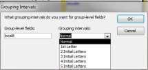 40 Adăugarea unor criterii de grupare Dacă se doresc grupări mai speciale, se poate selecta butonul Grouping