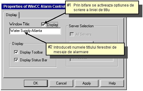5.6 Crearea unui ecran cu mesaje de alarmare Configurea unei ferestre pentru mesajele de alarmare Alarm Message În timpul rulării aplicaţiilor WinCC, mesajele de alarmare sunt afisate în formă