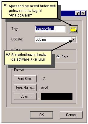 Figura 5.6.2. Proiect WinCC "Qckstart"; Asocierea de caracteristici dinamice pentru un câmp de I/O Configurarea unui control tip slider Din paleta de obiecte, se selectează "Windows Objects" "Slider".