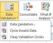 Îîn acest caz, Data Validation permite încercuirea valorilor incorecte prin utilizarea optiunii Circle Invalid Data.