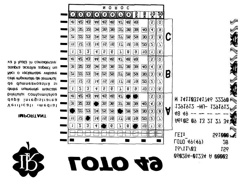 Figura 4. LOTO 49 - O variantã combinatã Pe un bilet LOTO 49 pot fi jucate una pânã la trei variante combinate, în oricare din cele trei zone.