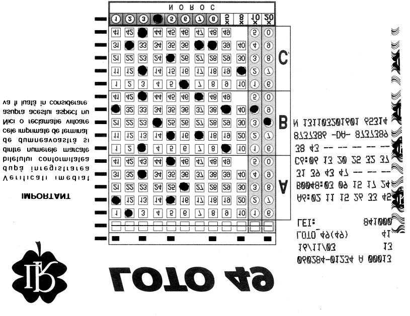 6 - în zona A s-a jucat o variantã simplã; 0048 - în zona B s-a jucat o schemã redusã al cãrei cod este 48.