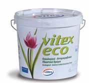 VITEX ECO Vopsea emulsionată certificată ecologic, inodoră, nu conține amoniac și alte substanțe periculoase cum ar fi: hidrocarburi aromatice, formaldehidă liberă, metale grele, etc.