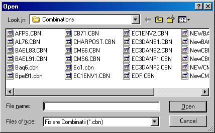 ADVANCE USER'S GUIDE Încărcarea de combinaţii predefinite În fereastra de dialog "Combinaţii": clic pe butonul "Fişiere CBN"; este afişată fereastra "Open", cu ajutorul căreia puteţi deschide