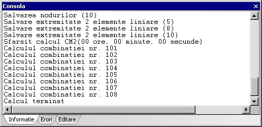 "Calculare" Aceste comenzi permit accesarea ferestrei de dialog "Secvenţa de calcul", în care puteţi selecta opţiunile pentru calcul: Selectaţi "Calcul Elemente finite" pentru a lansa