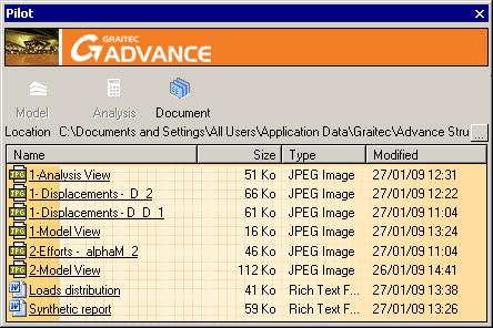 ADVANCE USER'S GUIDE Modul Document Modul Document, accesibil din Pilot, gestionează toate fişierele create în etapele de modelare şi analiză: vederi ale modelului descriptiv, vederi de exploatare,