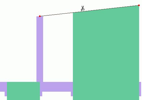 Accesaţi comanda "Creează o linie" executând clic pe iconiţa din bara de instrumente Modelare; Desenaţi o linie între extremitatea superioară a stâlpului şi extremitatea dreaptă a peretelui.