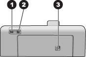 Spatele imprimantei 1 Conexiune pentru cablul de alimentare: Utilizaţi acest port pentru a conecta cablul de alimentare livrat împreună cu imprimanta.