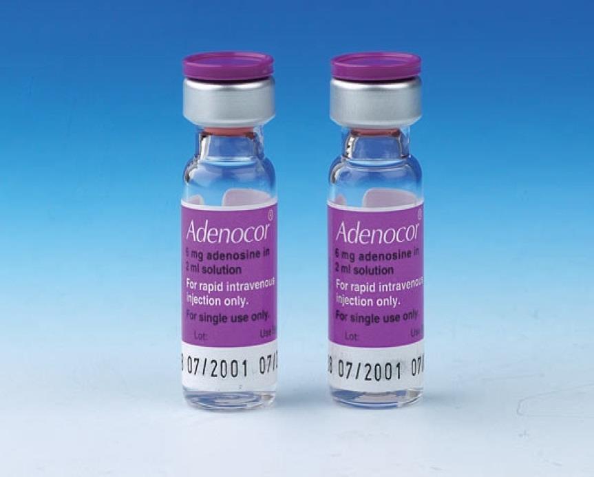 Adenosina - doza: 0,1 mg/kgc, apoi 0,2 mg/kgc - Se adm.