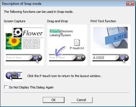 Cum să folosiți P-touch Editor Modul Snap (Captură) Acest mod vă permite să efectuați o captură parțială sau completă a ecranului computerului dvs.
