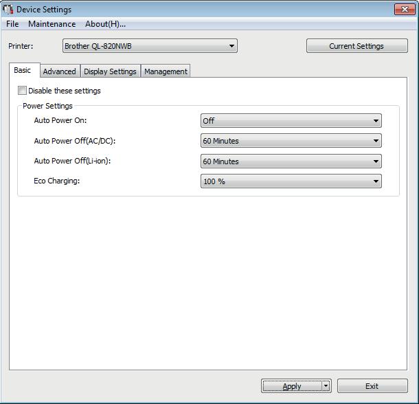 Modificarea setărilor imprimantei de etichete Setările dispozitivului pentru Windows 4 Utilizați [Device Settings] (Setări dispozitiv) din Printer Setting Tool (Instrument de configurare a
