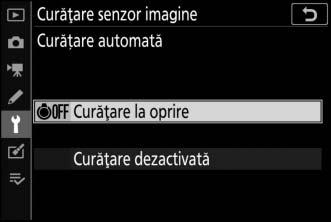 Curățarea automată a senzorului de imagine este dezactivată. 1 Selectați Curățare automată.