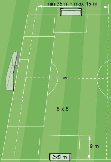 Anexă Nr.2 pentru Regulamentul Campionatului Naţional de fotbal copii U11 și RESPECT LIGA U12 1.Teren de joc pe desen. 2.Porţi: 5 x 2 m. 3.Echipe: 7 jucători de câmp + 1 portar. 4.
