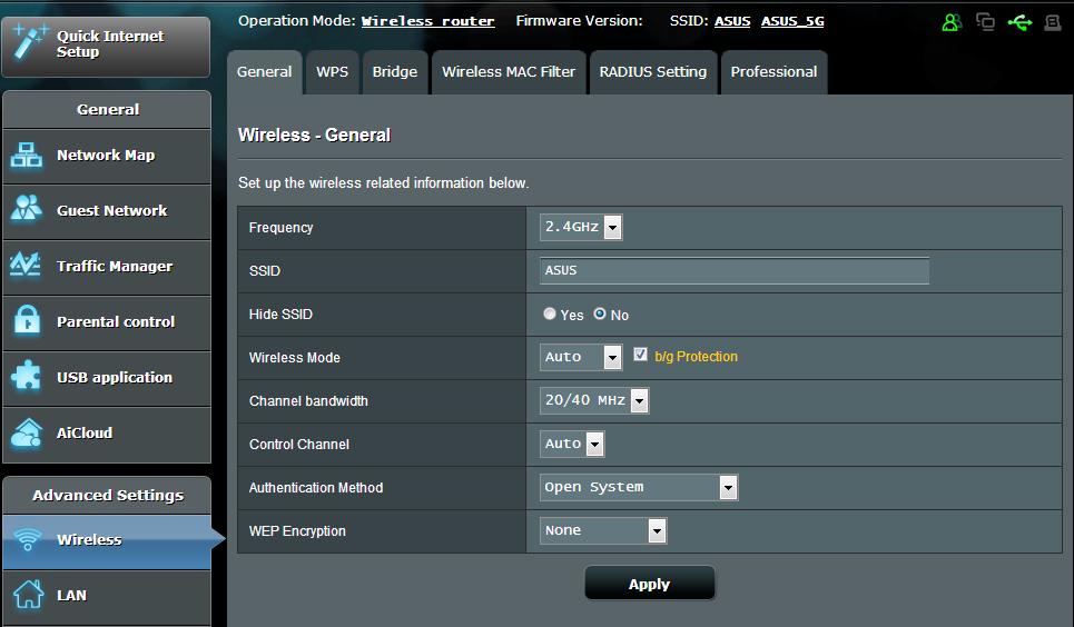 4 Configurarea setărilor Complexe 4.1 Wireless 4.1.1 Aspecte generale Fila General vă permite să configuraţi setările de bază pentru reţeaua wireless.