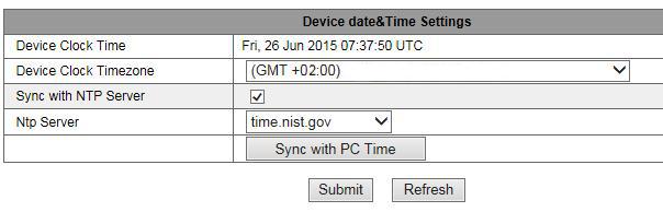 2. Alias Settings: setati numele dispozitivului 3. Device date&time: setati data si ora dispozitivului.