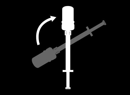 Pasul B. Înlocuiți adaptorul pentru flacon folosit Scoateți seringa din adaptorul pentru flacon folosit, prin răsucire în sensul opus acelor de ceasornic şi trăgând uşor.