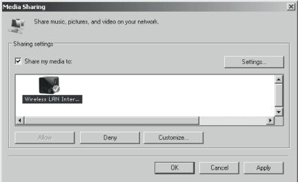 Deschideți platforma UPnP Windows Media Player (11 sau o versiune ulterioară). Alternativ, alte platforme sau servere, cum ar fi Windows Media Connection.