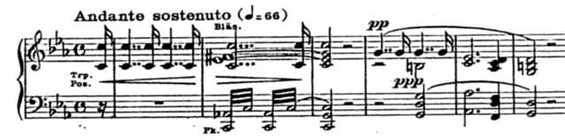 Exemplul 30 De fapt, chiar este o întoarcere în timp, pentru că prin specificul semnalului sonor dat de alămuri, acest preludiu orchestral aminteşte de caracterul vechii intrada.