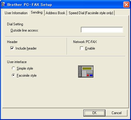 Software-ul Brother PC-FAX (doar la modelele MFC) Configurare trimitere 6 Din caseta de dialog Brother PC-FAX Setup (Instalare PC-FAX Brother), faceţi clic pe fila Sending (Trimitere) pentru a afişa